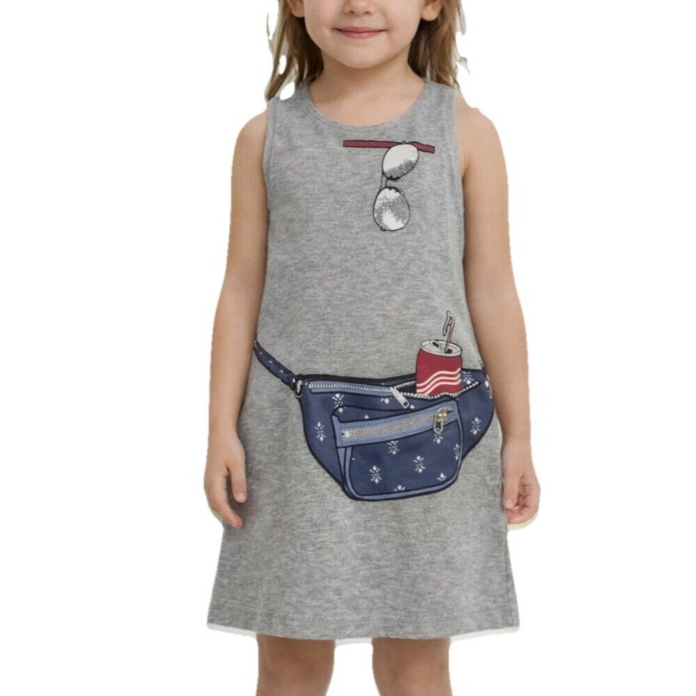 Jessica Simpson Girls Size 4 Gray Dress Fanny Pack Graphic Zipper NWT